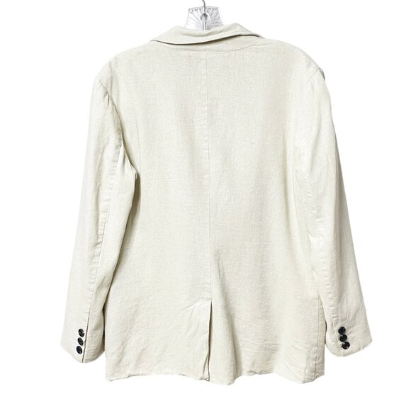 AVEC LES FILLES Boyfriend Linen Blazer in Natural Women’s Size Medium - Picture 3 of 10